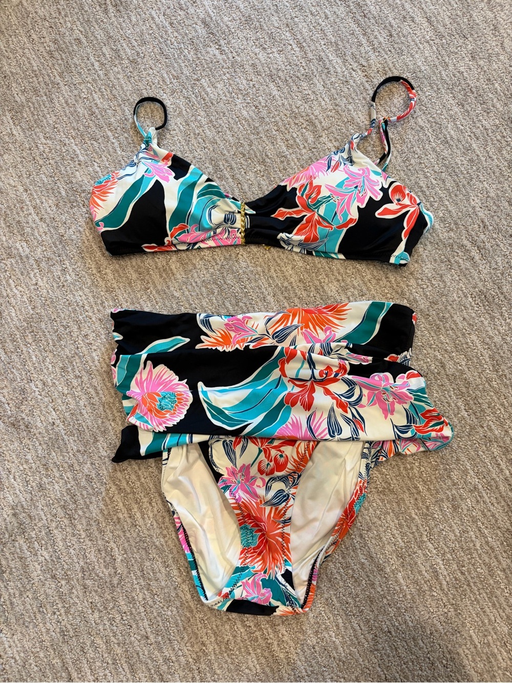 Trina Turk White & Multicolor Tropical Bikini Set